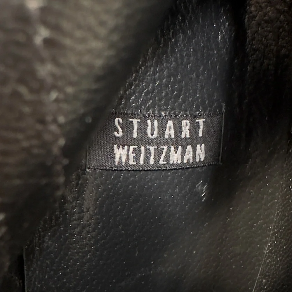 STUART WEITZMAN | Black Leather Square Toe High Heel At The Knee Boots 8 B